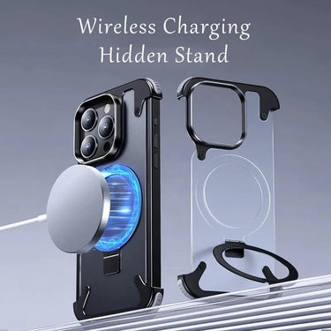MagAlloy Elite™: Magnetic Aluminum Stand Case with Rimless Design for iPhone - TechShopi